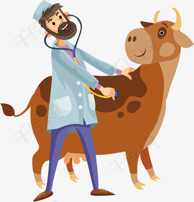 抱着奶牛的矢量医生奶牛矢量奶牛医生兽医矢量兽医兽医png