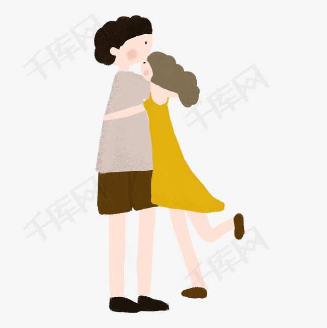 卡通手绘拥抱的情侣素材图片免费下载_高清png_千库网