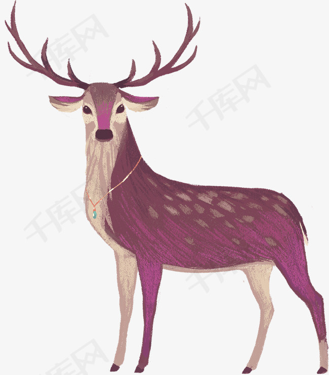 卡通手绘紫色的小鹿