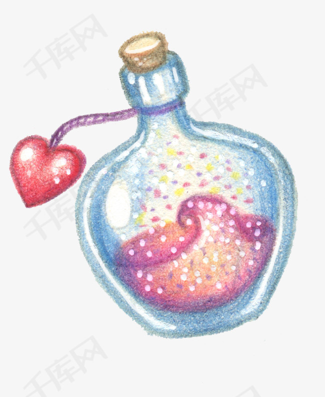 卡通手绘蓝色的瓶子