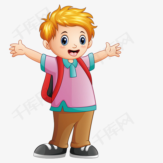 背着书包张开两手的小男孩素材图片免费下载_高清psd