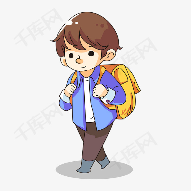 卡通学生矢量图下载上学开学季背着书包卡通学生卡通插图