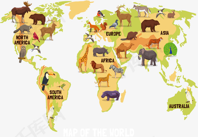 世界旅游动物地图
