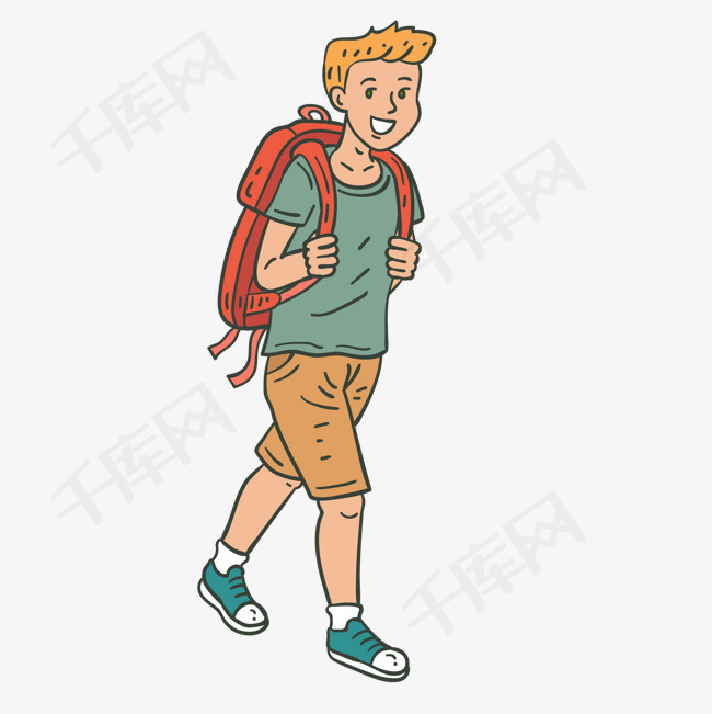 背着包的男孩设计