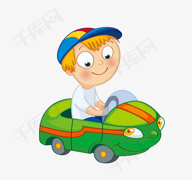手绘卡通儿童开着汽车玩具手绘卡通儿童开着汽车玩具动画动漫玩具卡通