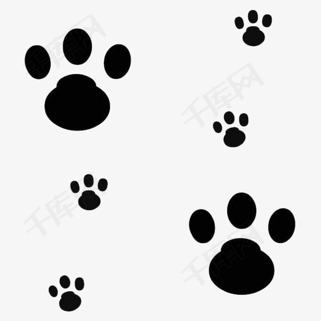 黑色大小不一兔子脚印黑色大小动物脚印轨迹脚剪影痕迹