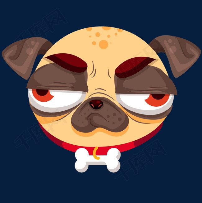 黄灰色卡通轻视巴哥犬