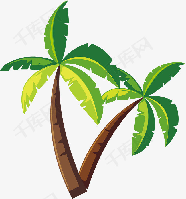卡通椰树矢量图下载椰子树夏季植物卡通椰树卡通插图创意卡通