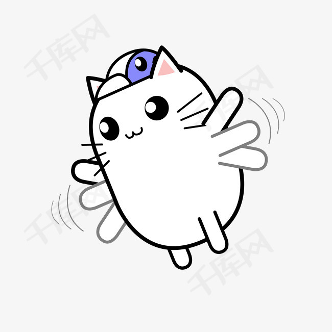 卡通简笔画猫咪飞起来可爱手绘素材图片免费下载_高清