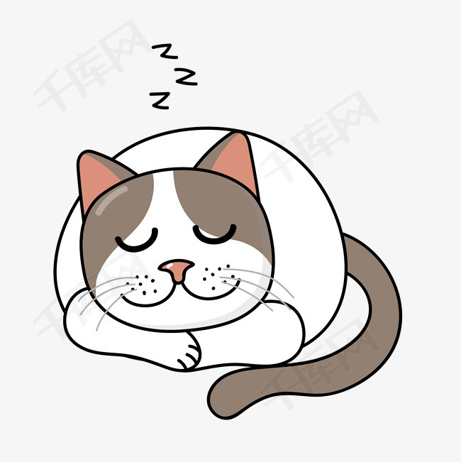 卡通可爱睡觉的小猫