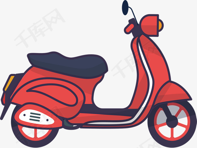 卡通电瓶车矢量图下载电动车踏板摩托卡通电瓶车卡通插图创意卡通