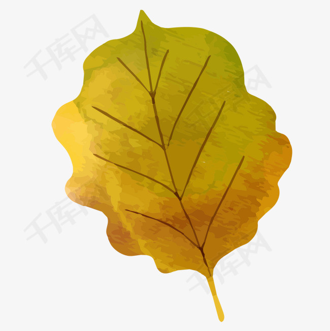 黄绿色卡通秋季树叶