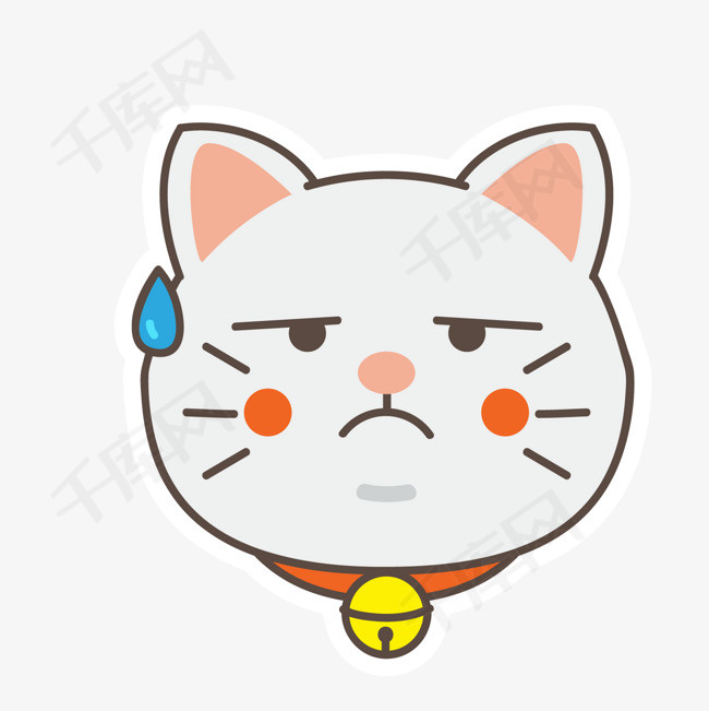 黑白色卡通尴尬猫咪