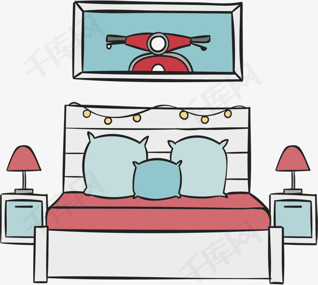 卡通家装卧室设计矢量png    卧室设计卡通卧室大床卡通大床