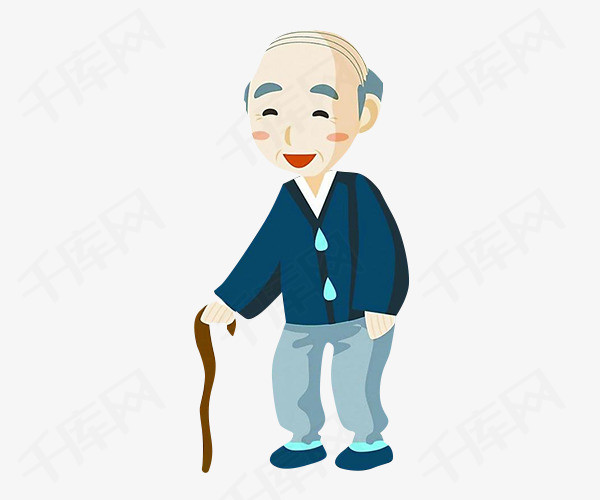 卡通手绘笑着的老爷爷卡通手绘笑着的老爷爷老人拄着拐棍的老人重阳节