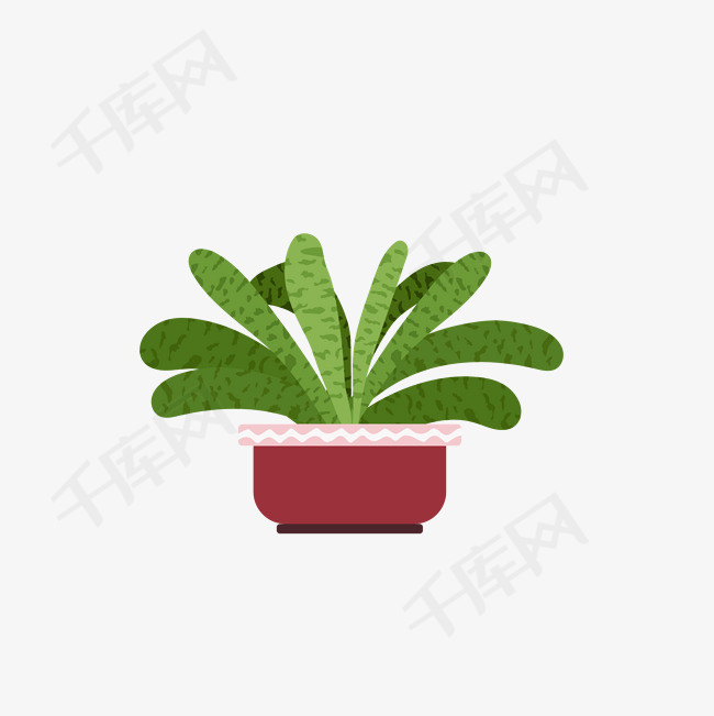绿色植物盆栽卡通浪漫