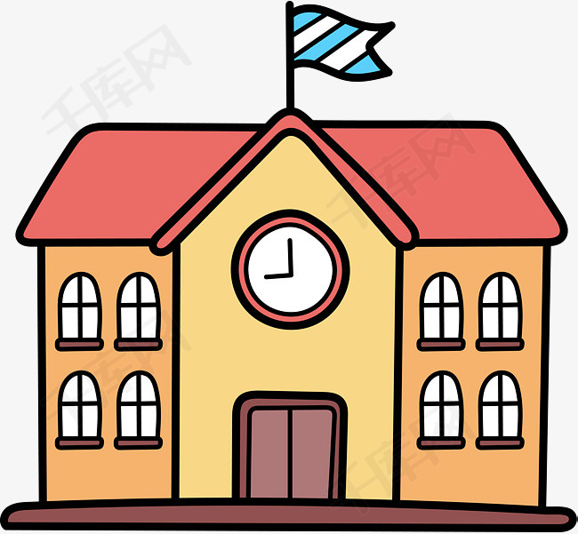 卡通手绘学校楼房建筑卡通手绘教学楼楼房建筑学校教育教学