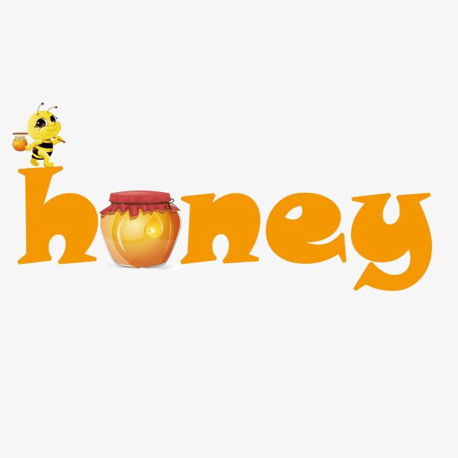 橙色honey艺术字橙色字母蜂
