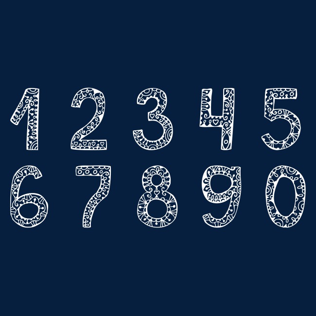 白色手绘花纹底纹创意艺术数字_艺术字设计_千库网