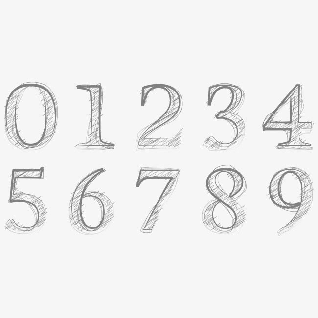 手绘手写铅笔素描创意艺术数字_艺术字设计_千库网