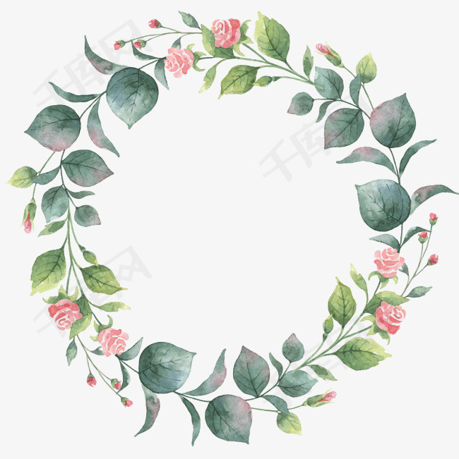 婚礼花环手绘插画素材图片免费下载_高清psd_千库网