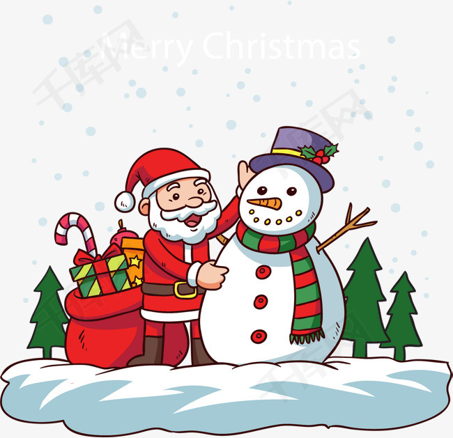 卡通圣诞节雪人送礼物素材图片免费下载_高清psd_千库