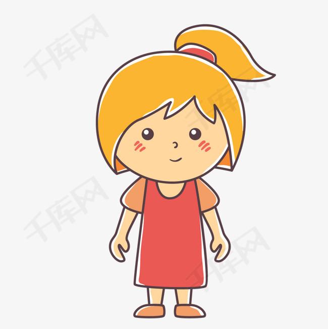 红黄色卡通马尾辫女孩红色黄色卡通马尾辫女孩卡通女孩