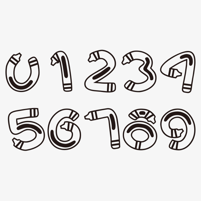 黑色卡通活泼画笔创意艺术数字_艺术字设计_千库网