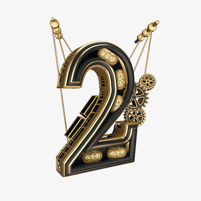 c4d黑金风酷炫风倒计时数字2