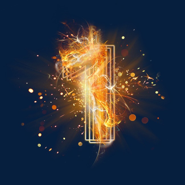 光芒层次火焰倒计时数字1艺术字设计图片-千库网