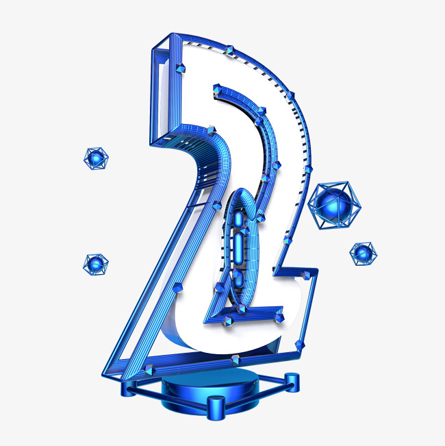科技蓝倒计时数字2可商用