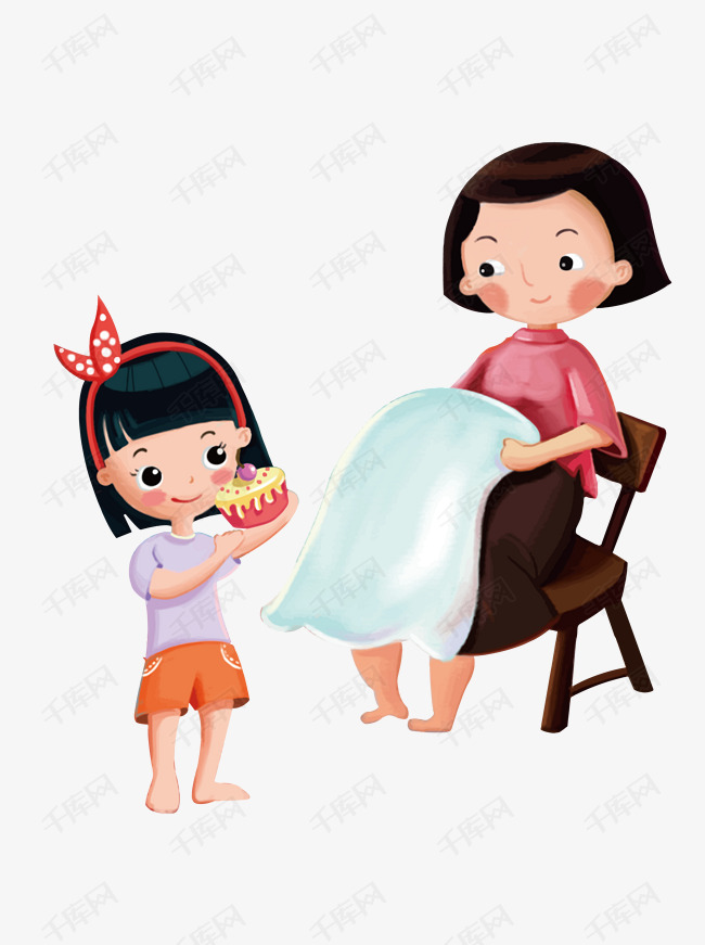 手绘母亲节亲情温馨人物素材