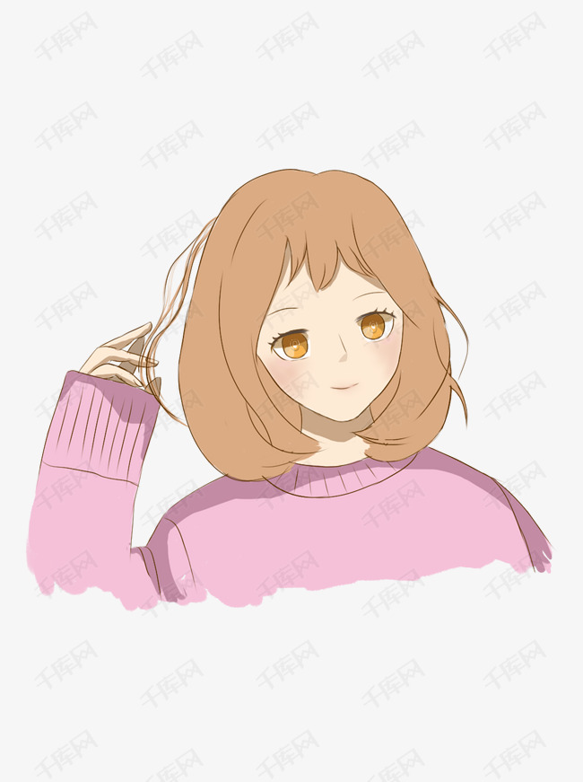 原创商用手绘可爱女孩半身头像插画的素材免抠女生半身像女生头像手绘