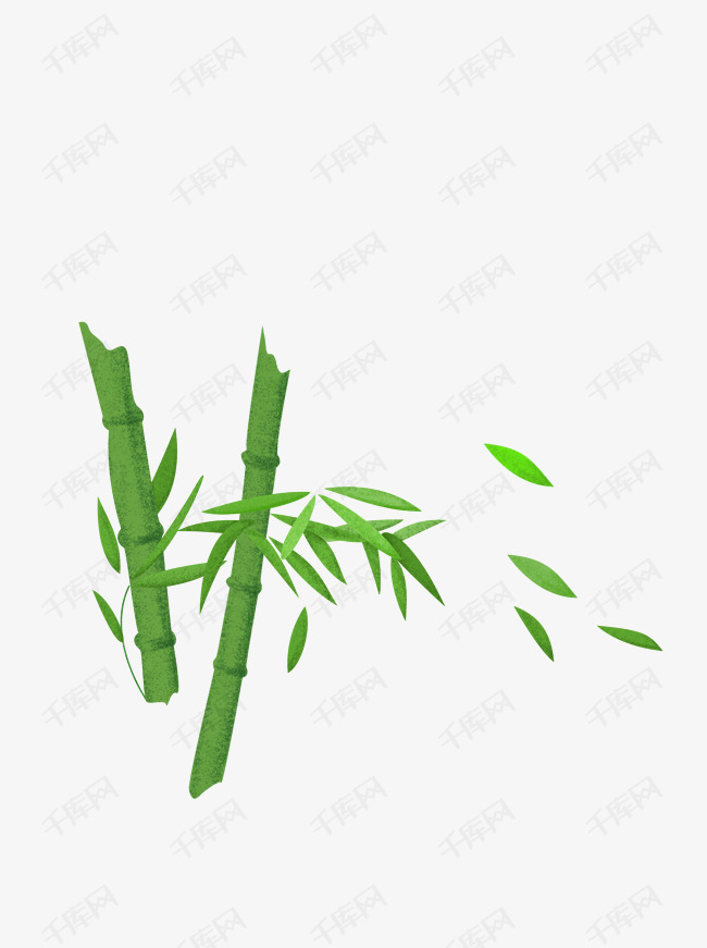 绿色手绘卡通竹子元素