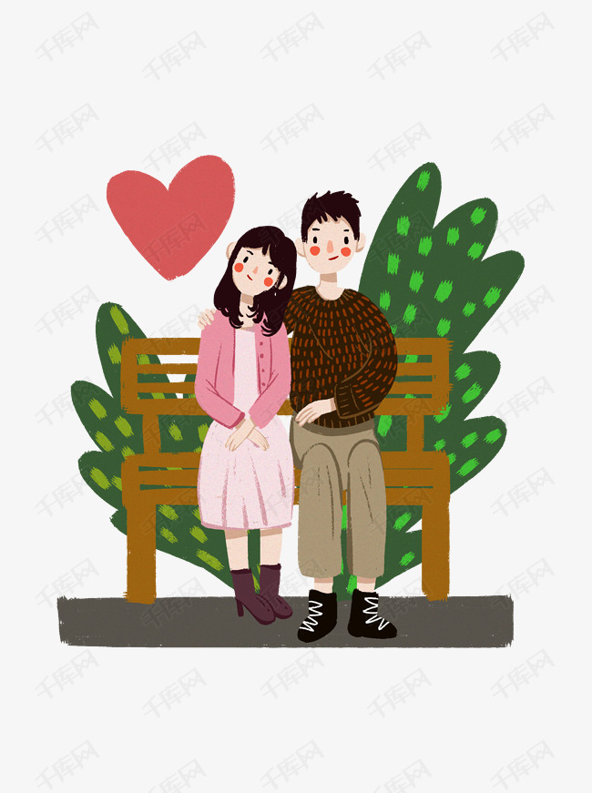 社区和谐夫妻和睦场景原创手绘元素