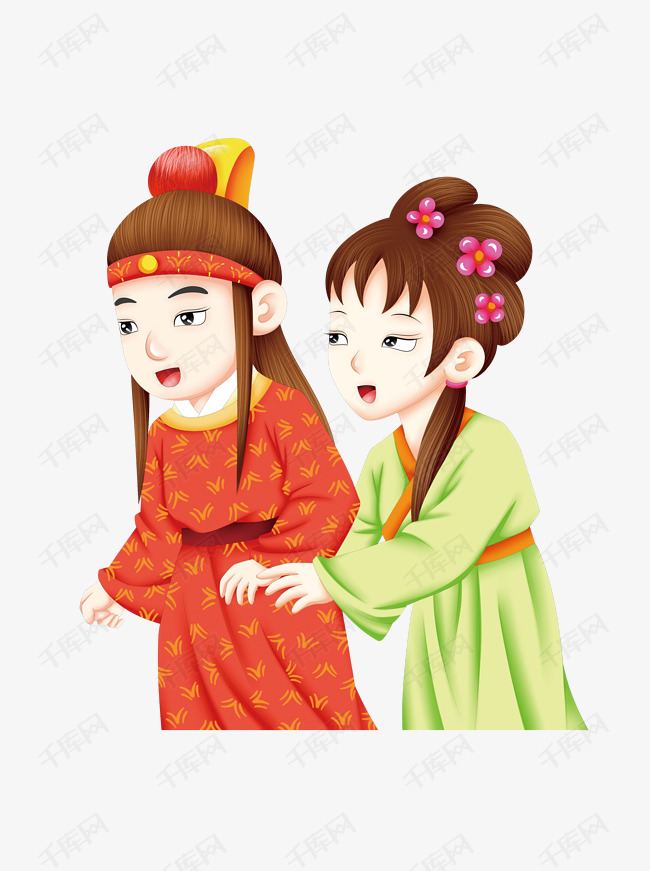 红楼梦人物贾宝玉和林黛玉卡通元素