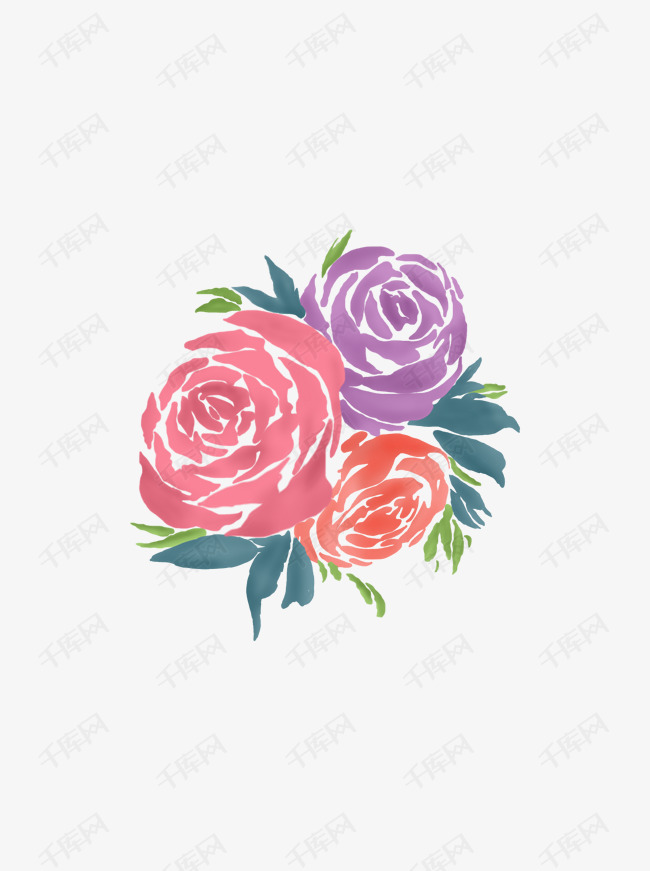 插画彩色手绘玫瑰