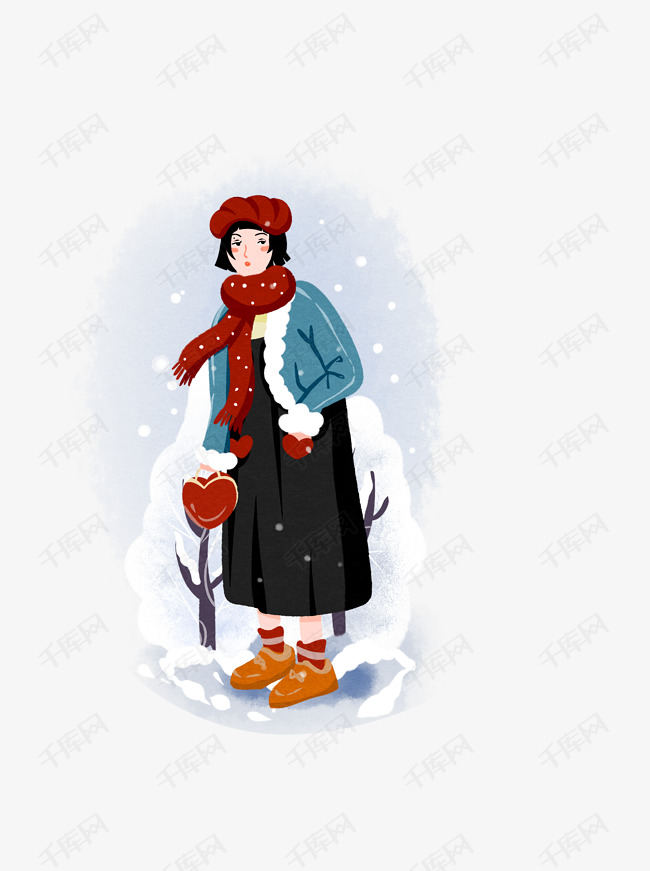 动漫人物背面下雪未收录 动漫雪天人物