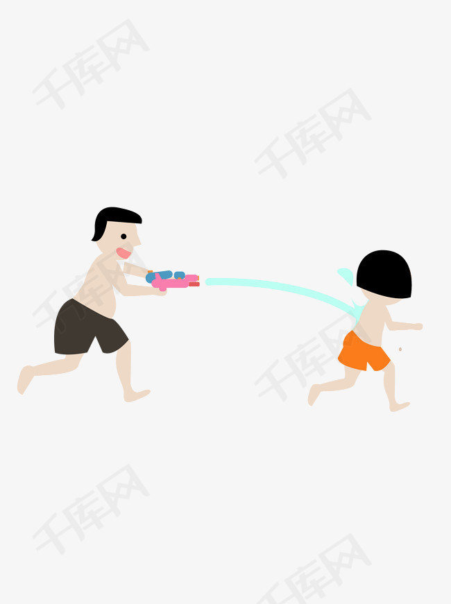 矢量玩水枪的小孩ai素材