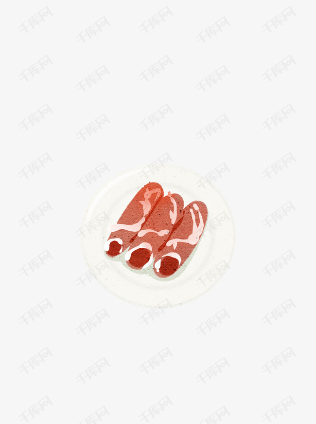 羊肉扁平火锅食材美食手绘卡通元素