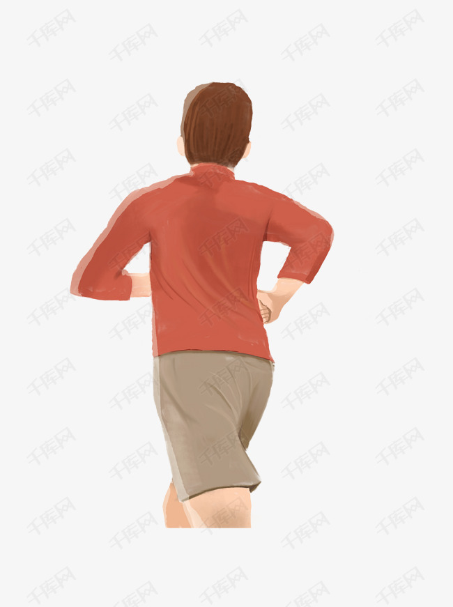 手绘跑步的人物设计可商用元素的素材免抠psd设计人物手绘插画背影