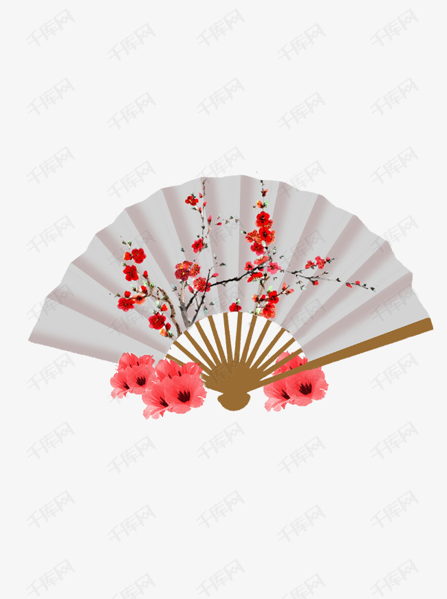 手绘中国风梅花折扇
