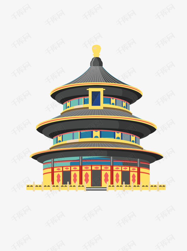 北京天坛建筑卡通元素