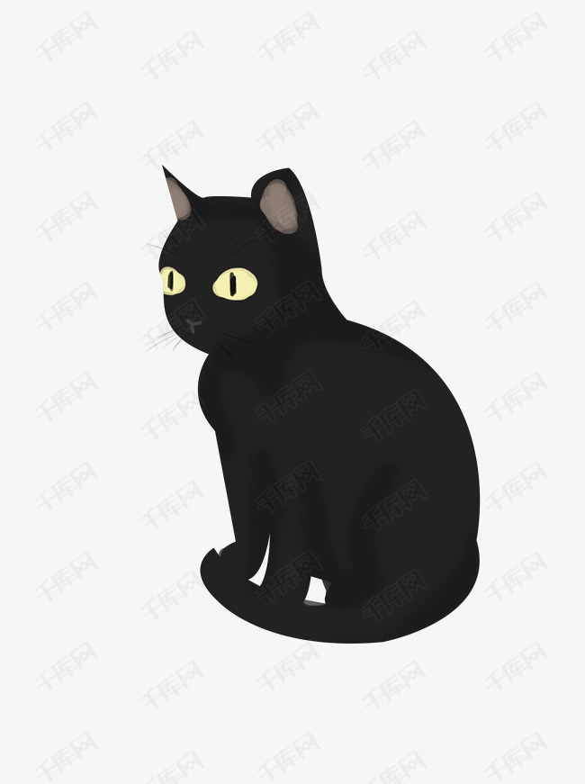 万圣节手绘黑猫卡通可爱恐怖元素