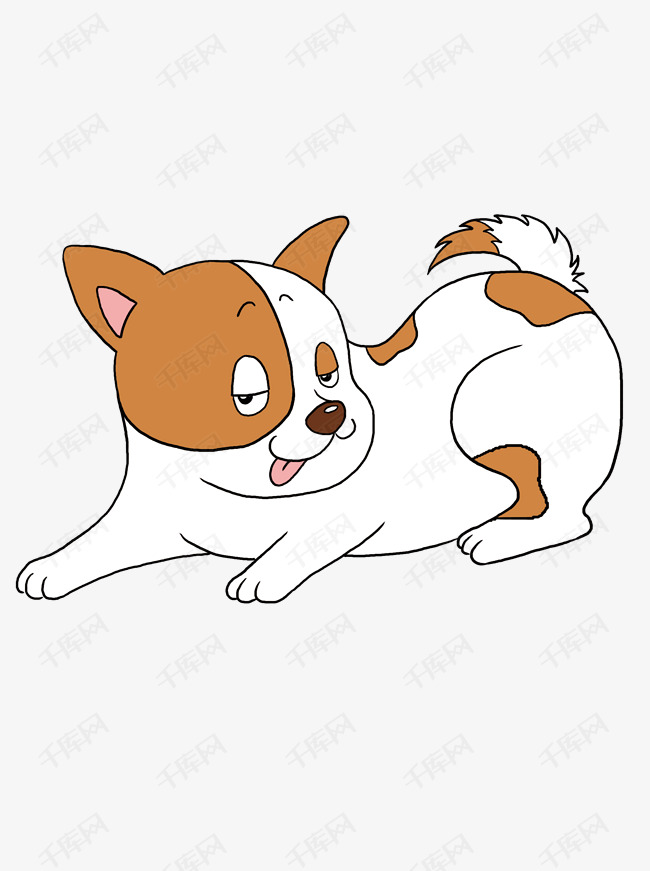 爬着耍赖的狗可爱手绘插画