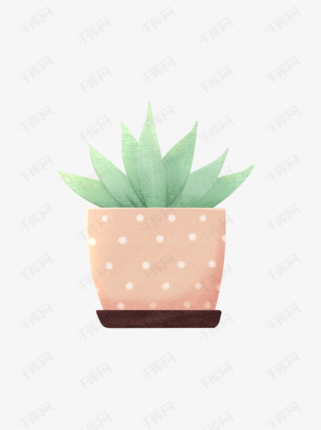 植物元素清新简约卡通手绘盆栽素材
