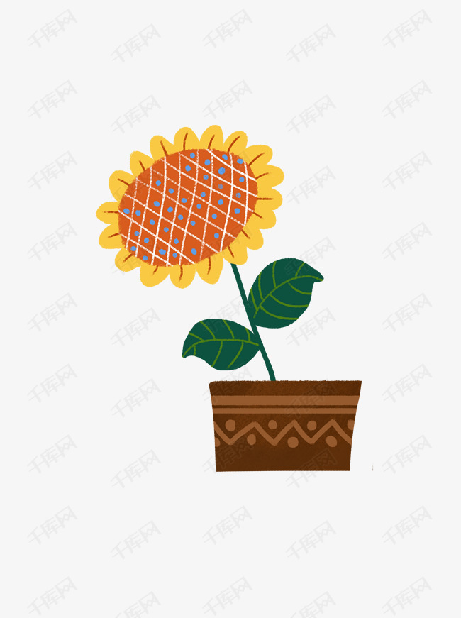 手绘画向日葵秋天卡通风格的素材免抠手绘画向日葵花卉元素向日葵卡通