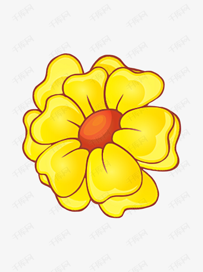 植物黄色花朵卡通装饰元素素材图片免费下载_高清psd