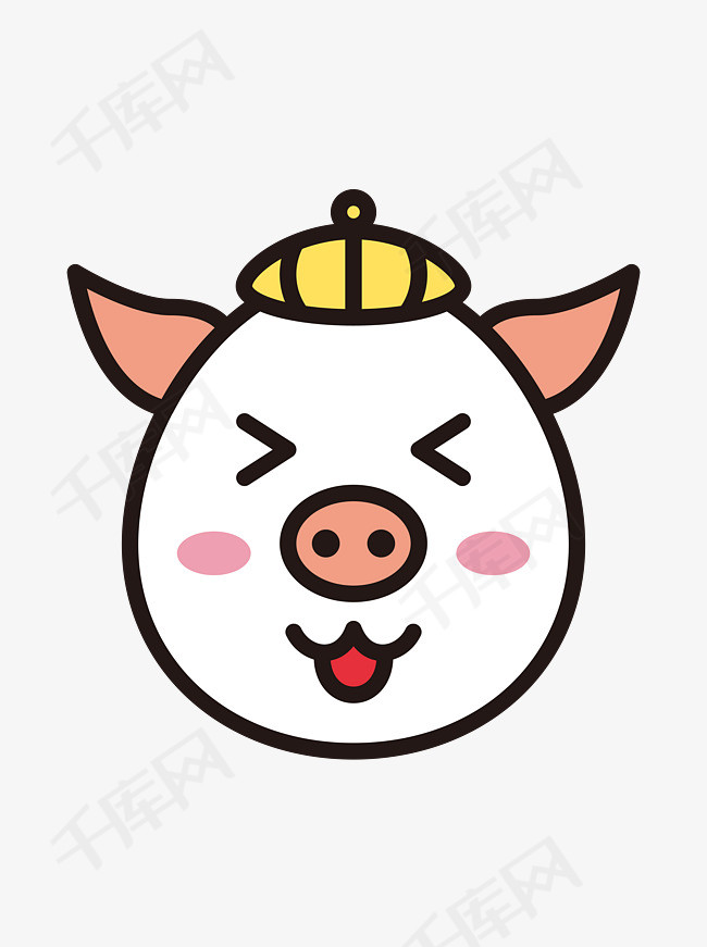 猪开心生肖卡通可爱图片猪可表情元素头像素描商用动漫表情包图片