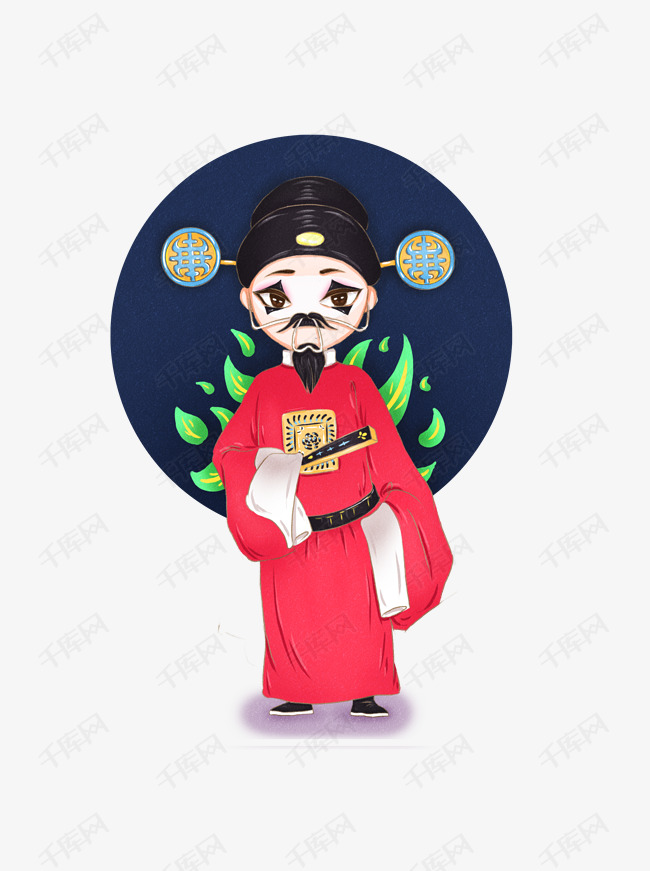 中国传统戏曲京剧人物丑角手绘卡通原创元素